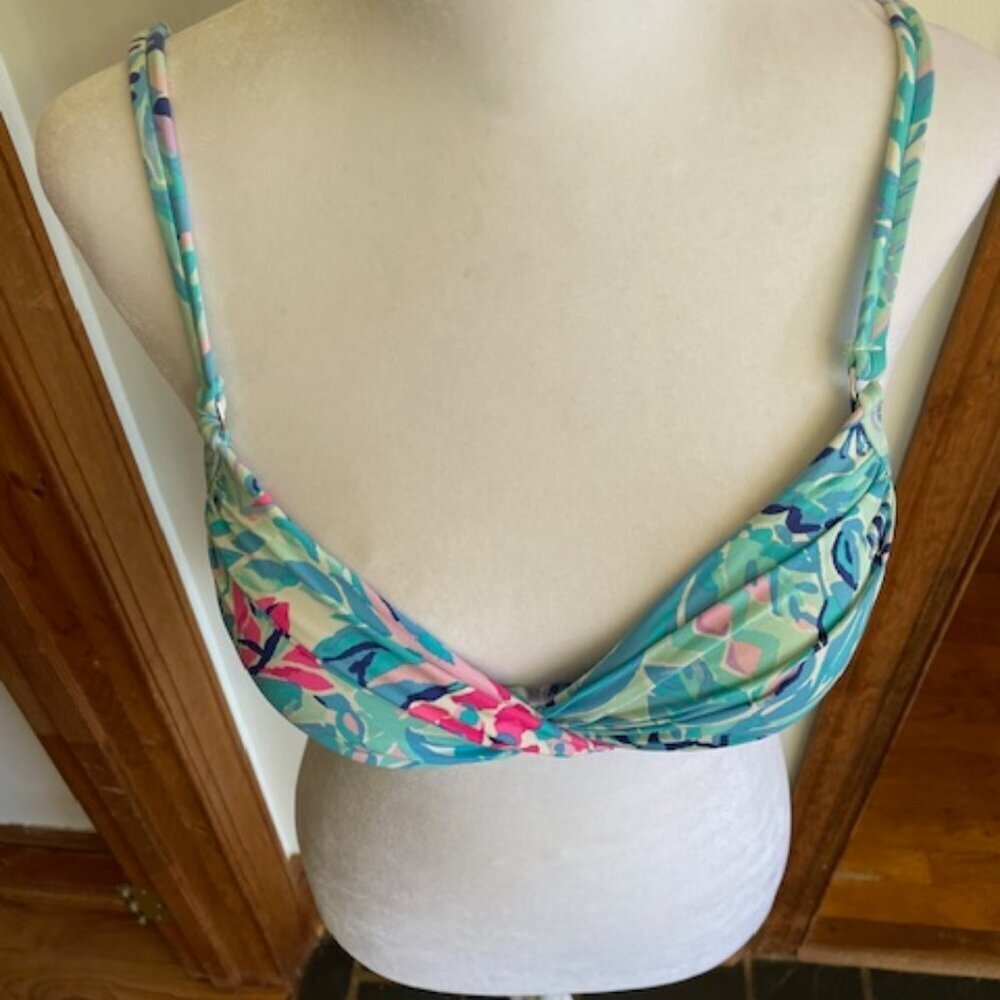 LILLY PULITZER Blossom Bikini Bra Underwear Top RN 15101 Turquoise Pink - Picture 3 of 13